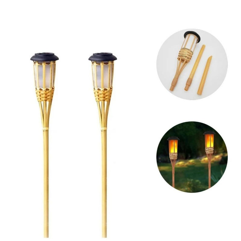 Tocha LED Solar de Bambu - Ilumine Exteriores